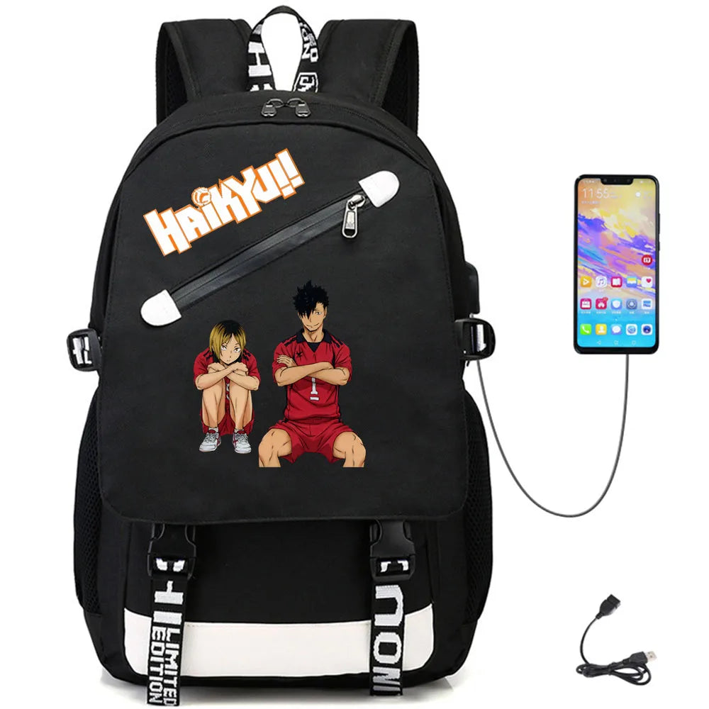 Haikyuu!! USB Oxford Teenger Student Casual Fabric Backpack Schoolbag
