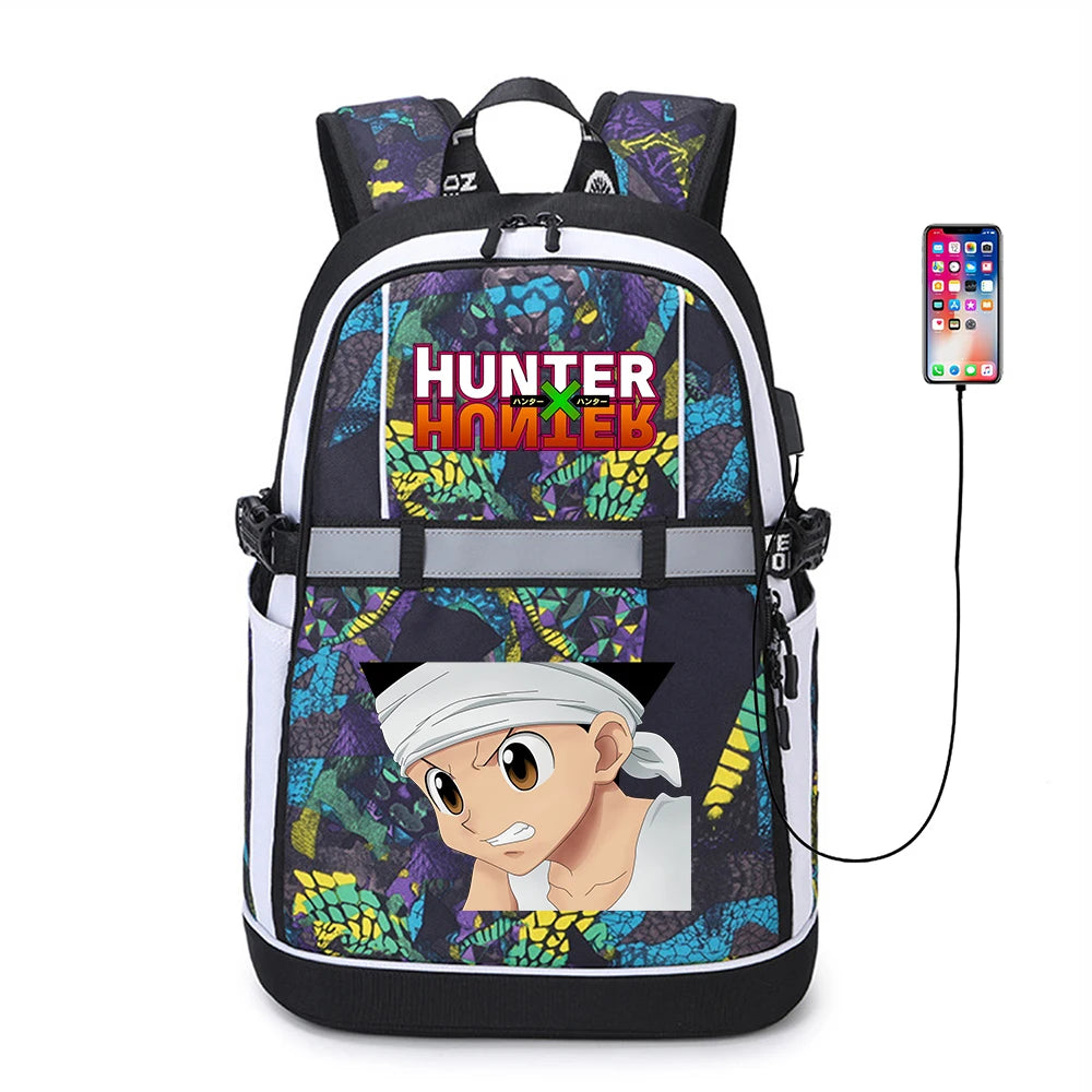Anime Hunter Hunter USB Backpack Student Casual Bookbag Schoolbag Bag