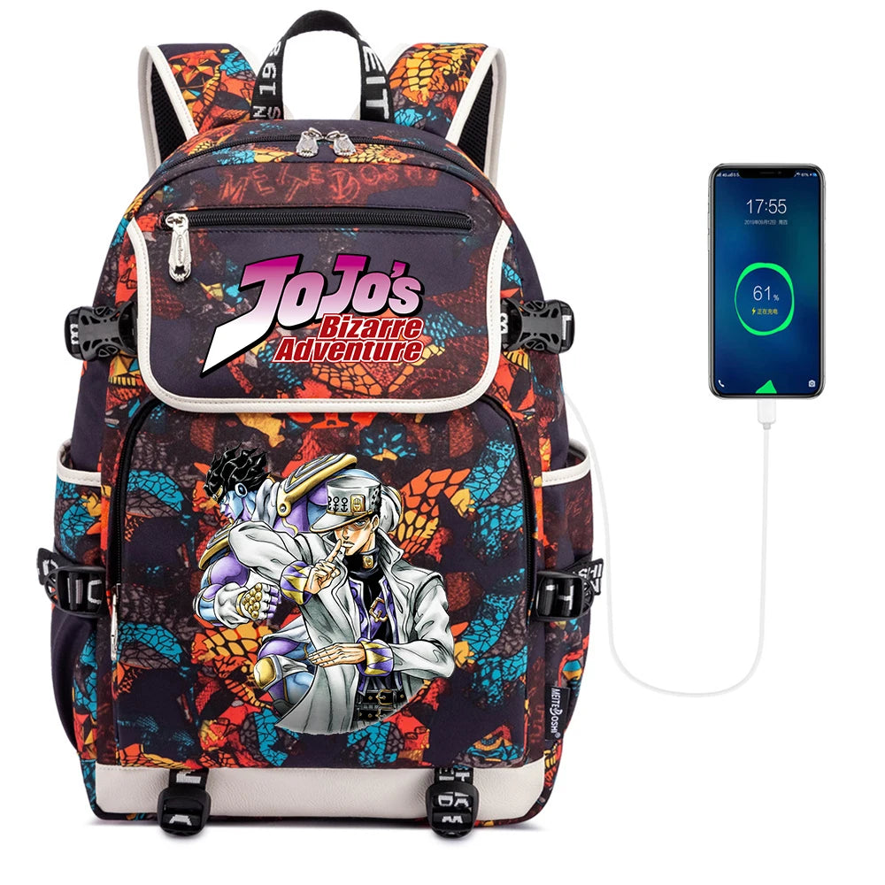 Anime JoJo's Bizarre Adventure USB Charging Backpack