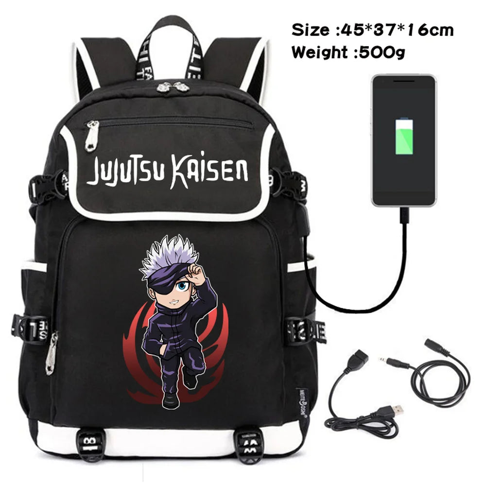 Jujutsu Kaisen Canvas Backpack USB Charging Schoolbag