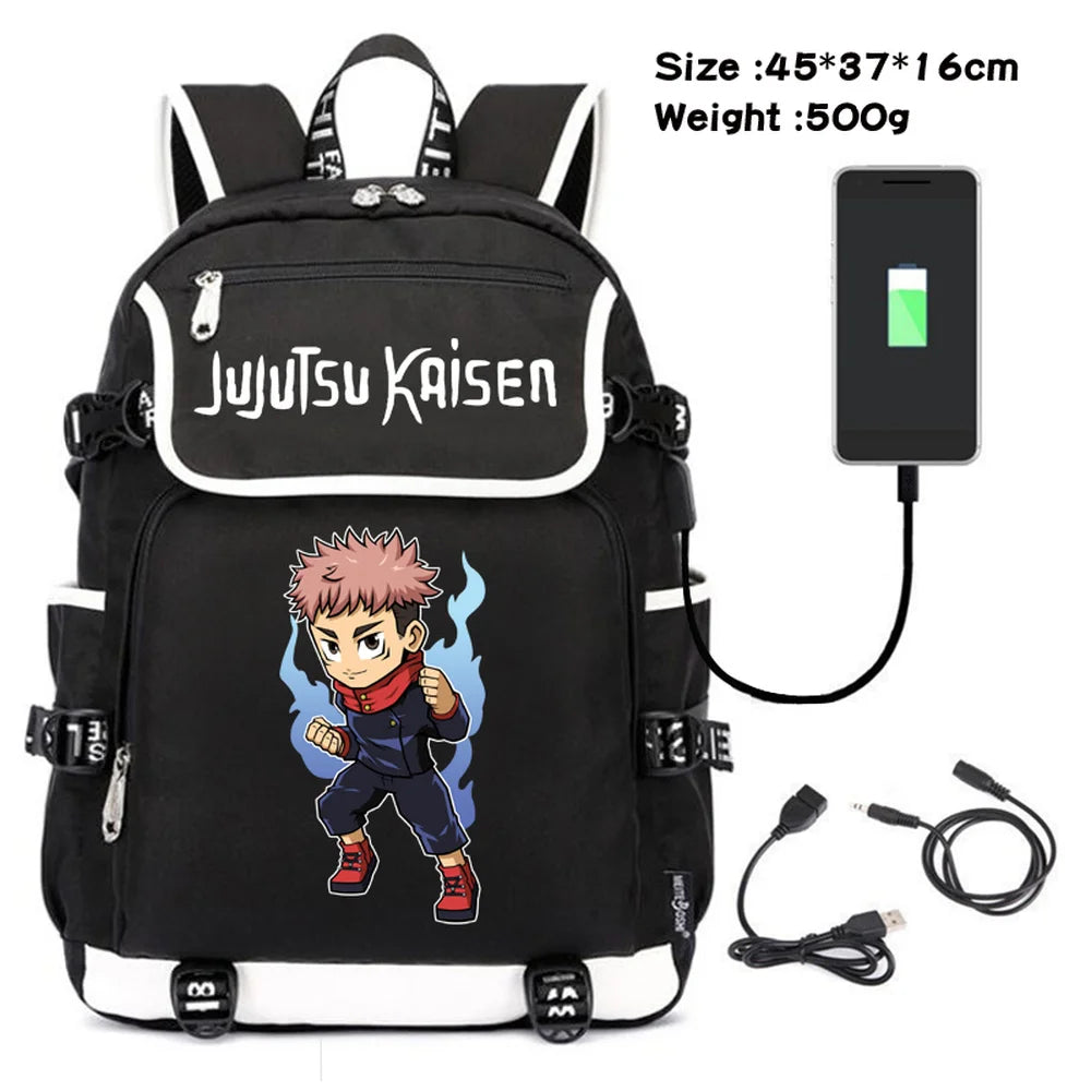 Jujutsu Kaisen Canvas Backpack USB Charging Schoolbag