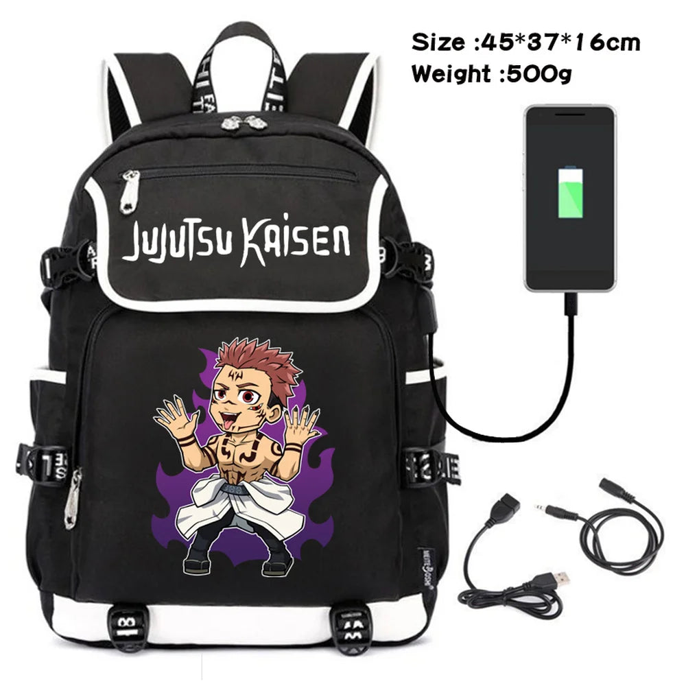 Jujutsu Kaisen Canvas Backpack USB Charging Schoolbag