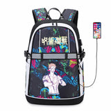 Jujutsu Kaisen USB Backpack Reflective Stripe Student Casual Bookbag Zipper
