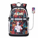 Jujutsu Kaisen USB Backpack Reflective Stripe Student Casual Bookbag Zipper