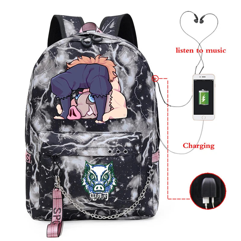 Anime Kimetsu No Yaiba Hashibira Inosuke Shopper Backpacks