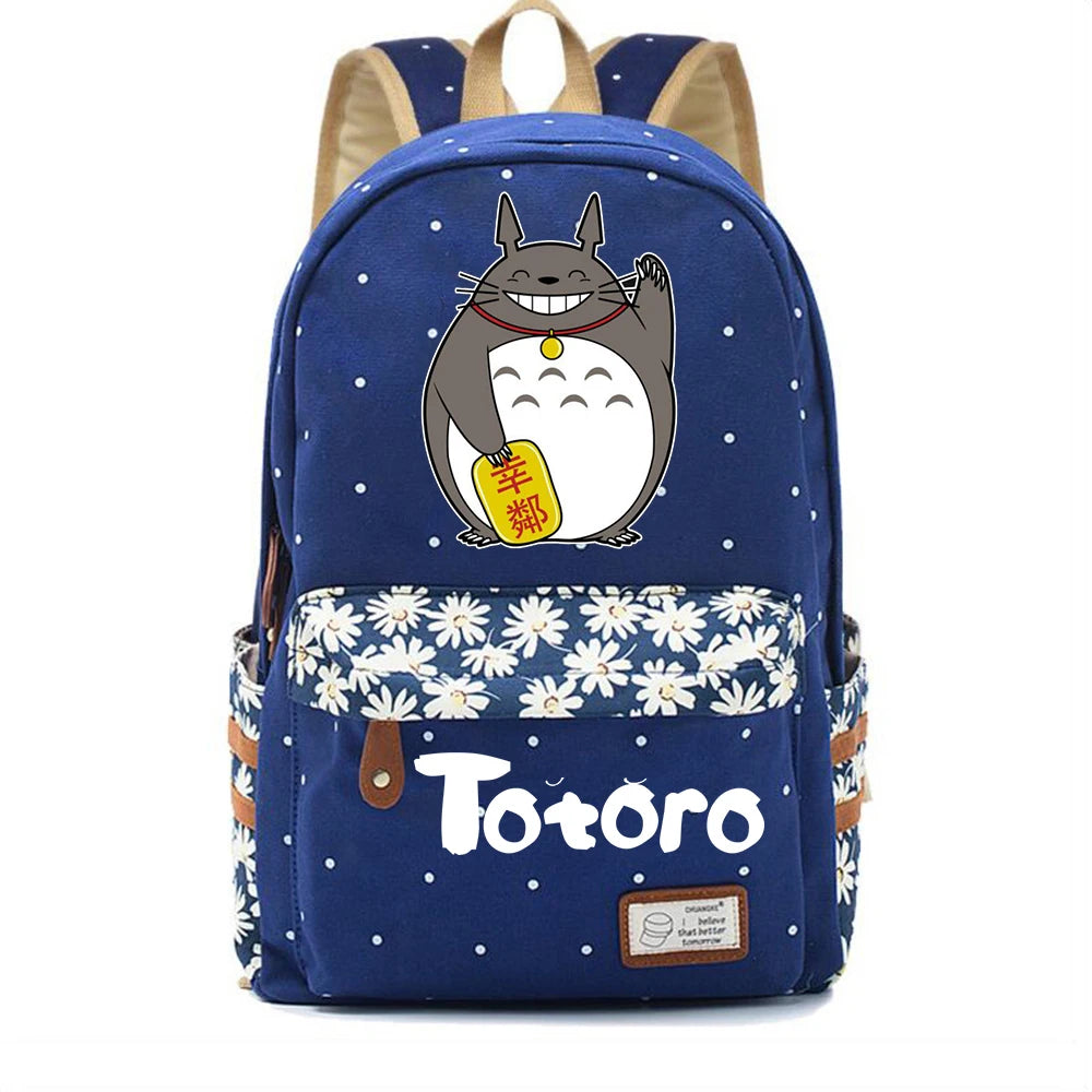 Totoro Canvas Backpack Casual Schoolbag Teenger Packsack Mochila
