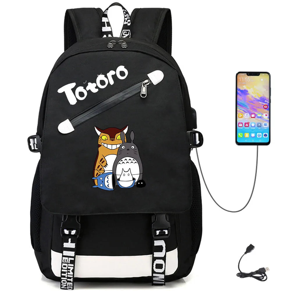 Anime My Neighbor Totoro USB Oxford Schoolbag Teenger Fabric Casual Packsack