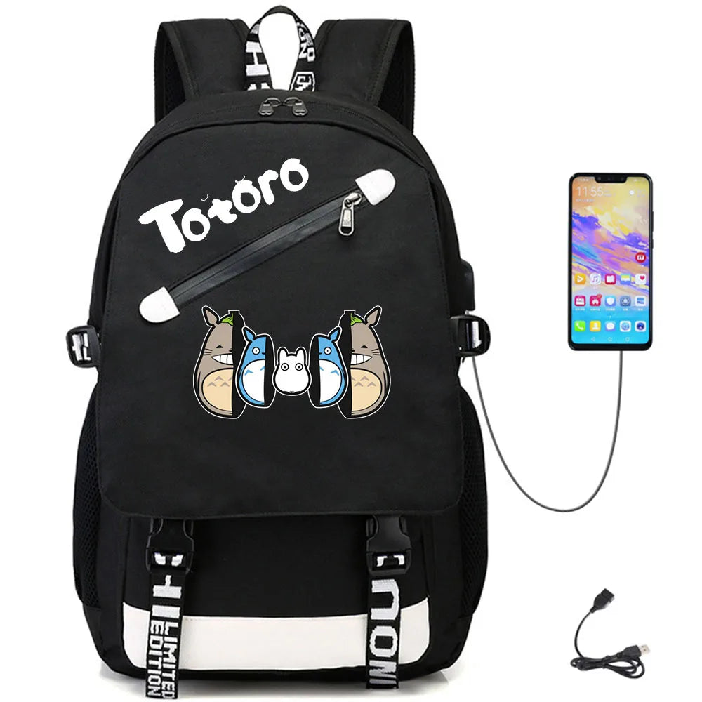 Anime My Neighbor Totoro USB Oxford Schoolbag Teenger Fabric Casual Packsack