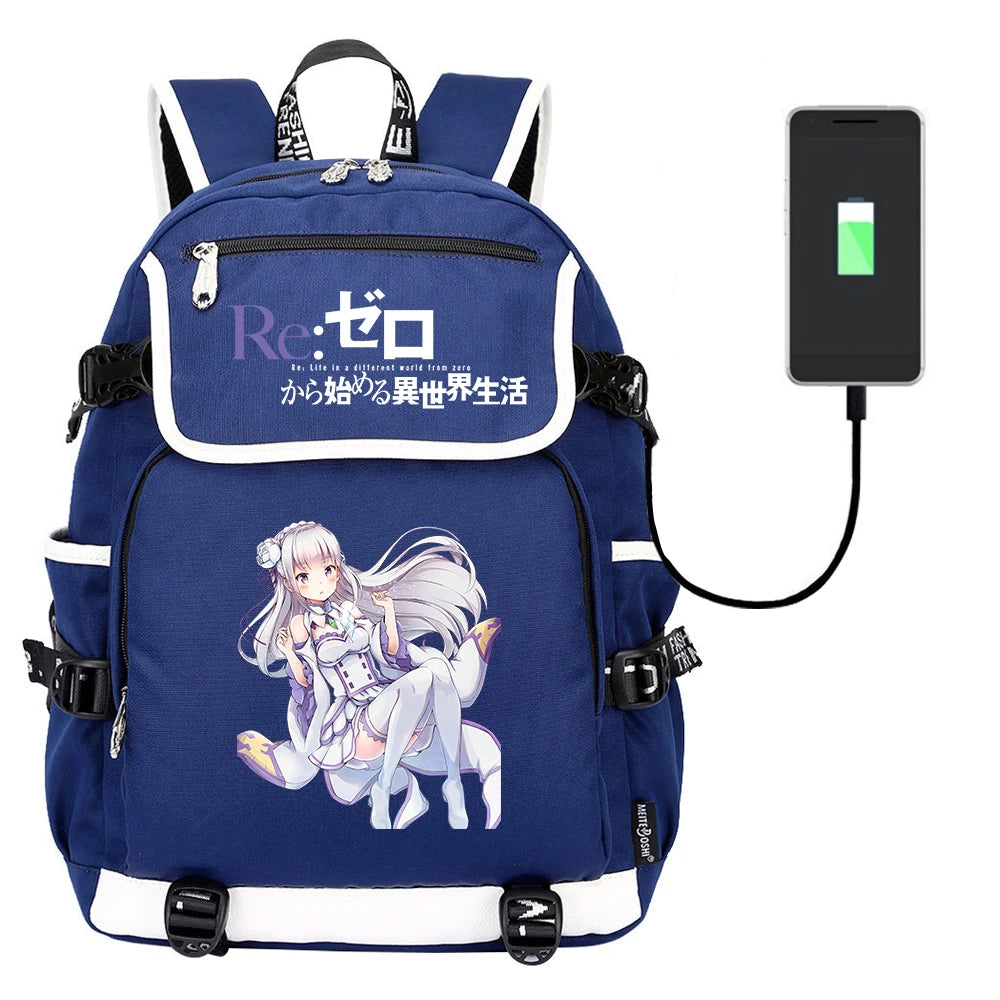 Re:Life In A Different World From Zero Canvas School Bag Backpack