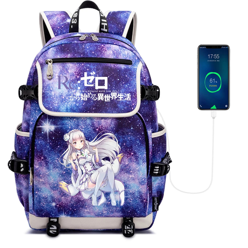 Re:Life In A Different World From Zero Canvas School Bag Backpack