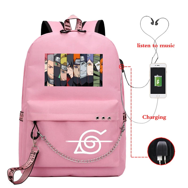 Anime School Bagpack Akatsuki Itachi Sharingan Bookbag Capacity School Bag