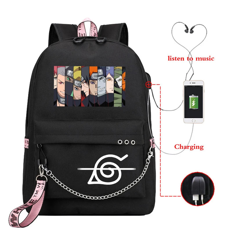 Anime School Bagpack Akatsuki Itachi Sharingan Bookbag Capacity School Bag
