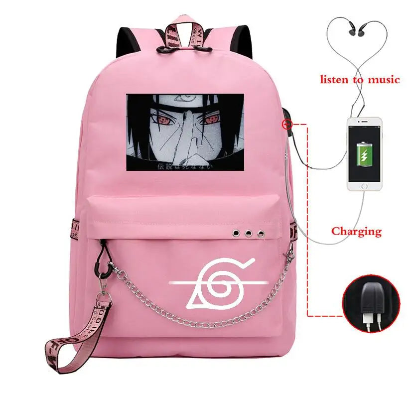 Anime School Bagpack Akatsuki Itachi Sharingan Bookbag Capacity School Bag