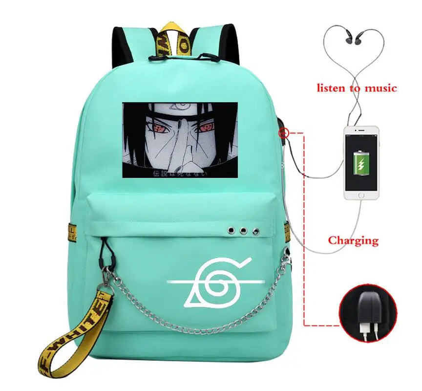 Anime School Bagpack Akatsuki Itachi Sharingan Bookbag Capacity School Bag