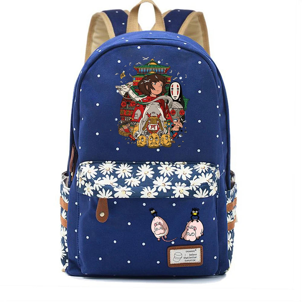 Anime Spirited Away Backpack Schoolbag Teen Student Travel Laptop Bag