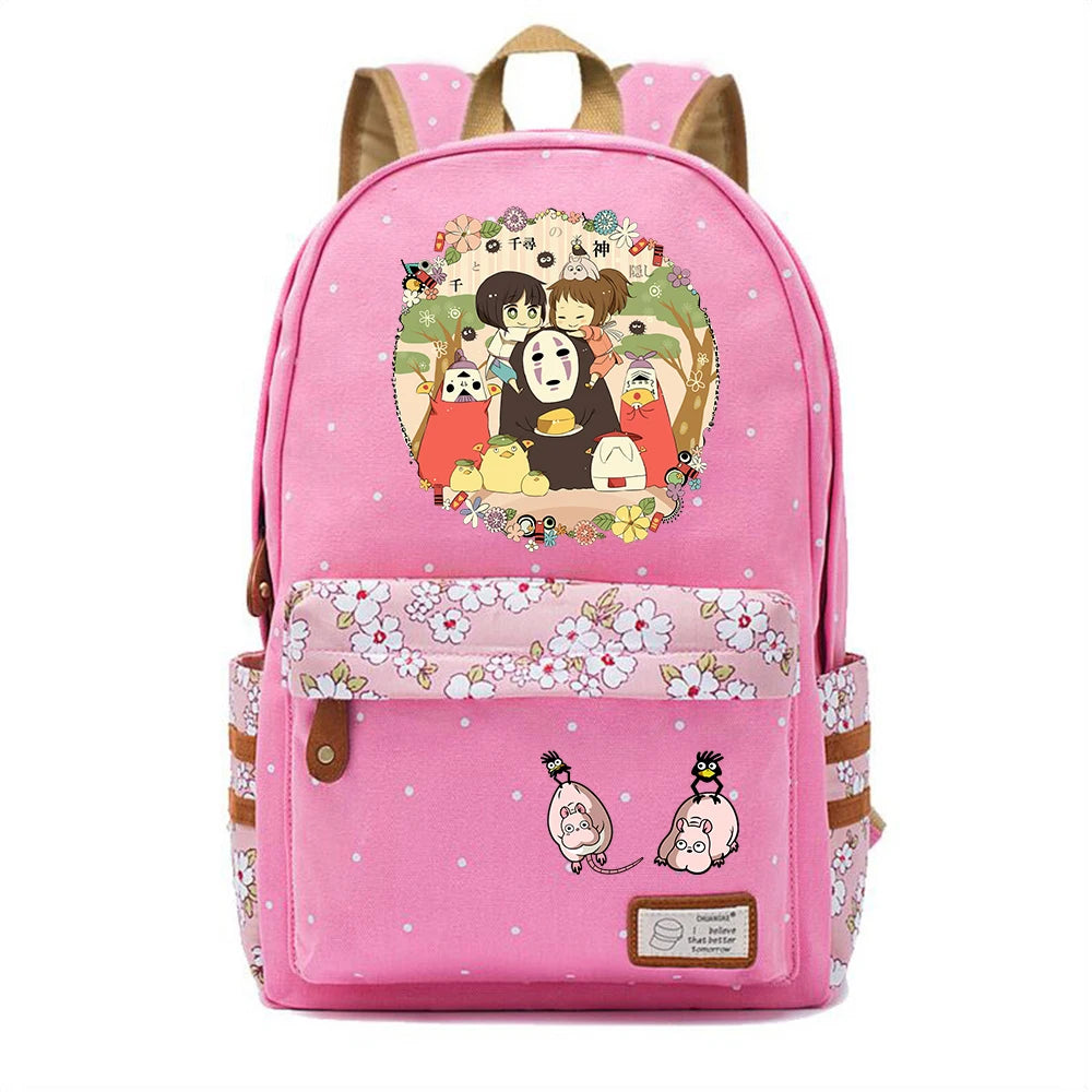 Anime Spirited Away Backpack Schoolbag Teen Student Travel Laptop Bag