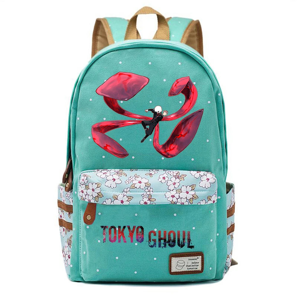 Tokyo Ghoul Canvas Backpack Teenger Zip Packsack Casual Print Knapsack Student