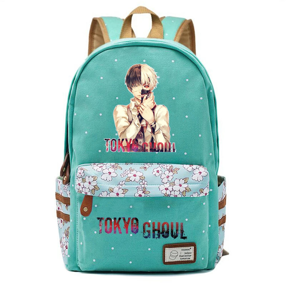 Tokyo Ghoul Canvas Backpack Teenger Zip Packsack Casual Print Knapsack Student