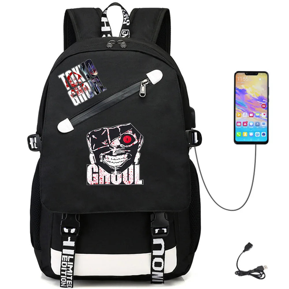 Tokyo Ghoul USB Oxford Packsack Unisex Schoolbag Casual Teengr