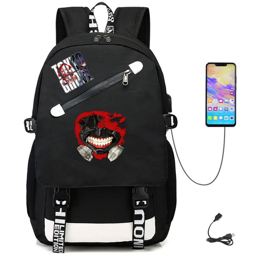 Tokyo Ghoul USB Oxford Packsack Unisex Schoolbag Casual Teengr