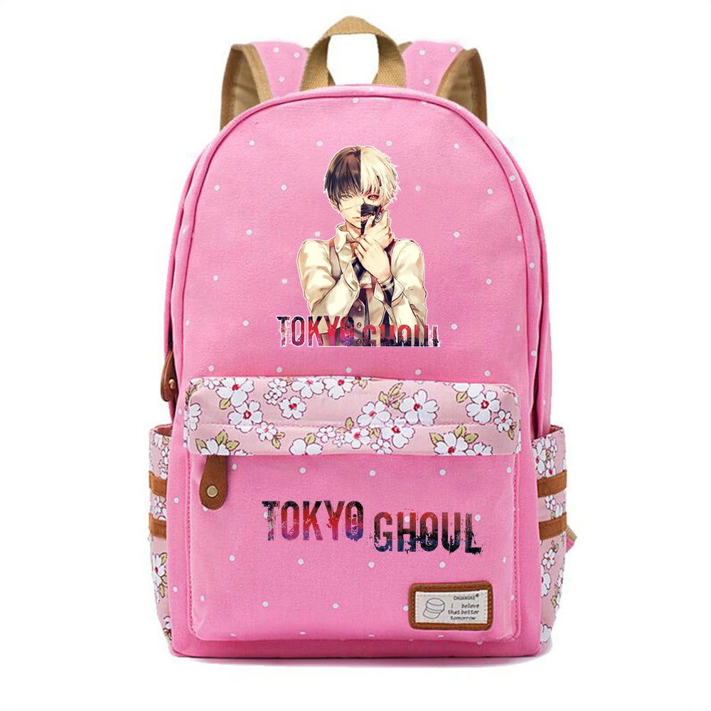 Anime Tokyo Ghoul Zipper Backpack Student Schoolbag Canvas High Packsack