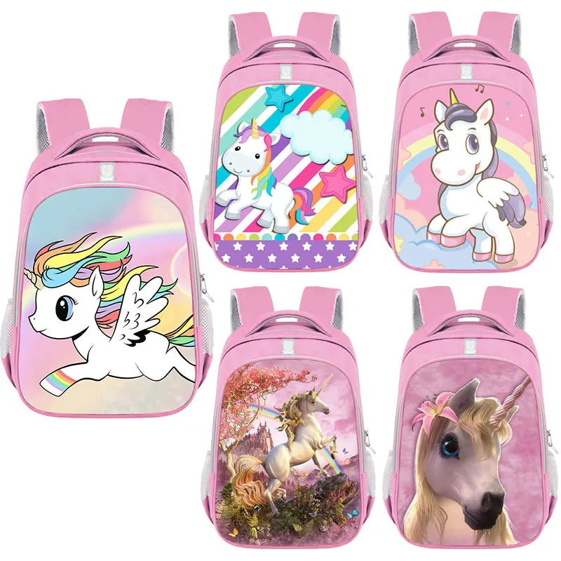 Anime Unicorn Backpack Girls Kids Cartoon Kindergarten Bag Rainbow