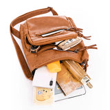 Brown Faux Leather Crossbody Bag for Women Small Purses