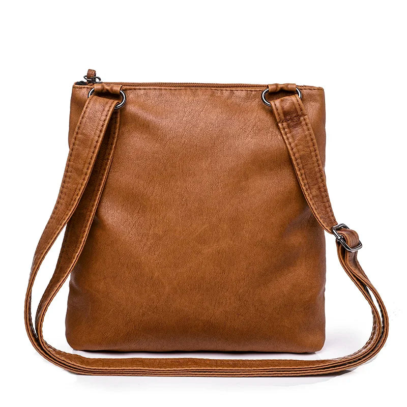 Brown Faux Leather Crossbody Bag for Women Small Purses