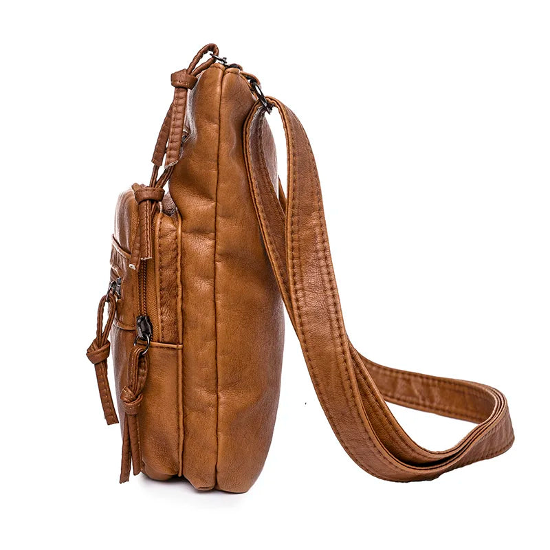 Brown Faux Leather Crossbody Bag for Women Small Purses