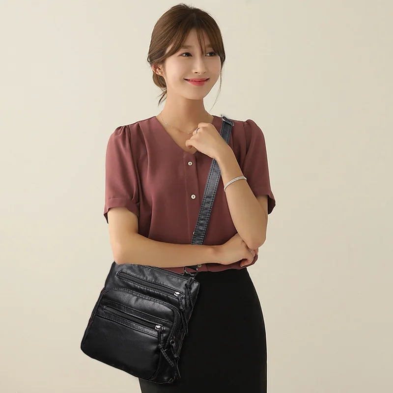 Brown Faux Leather Crossbody Bag for Women Small Purses