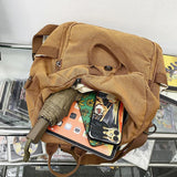 Canvas Rucksack Unisex Backpack Large Capacity Daypack Zipper School Bag