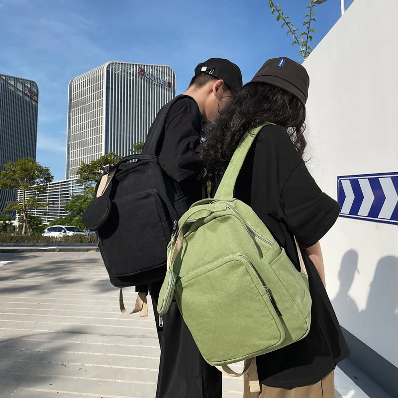 Canvas Rucksack Unisex Student School Bags Large Capacity Daypack