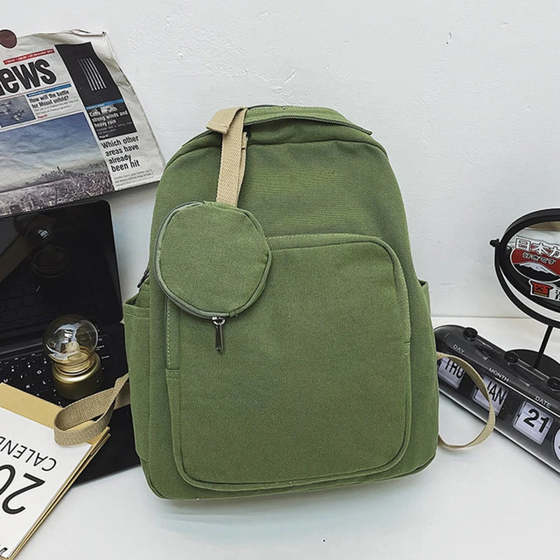 Canvas Rucksack Unisex Student School Bags Large Capacity Daypack