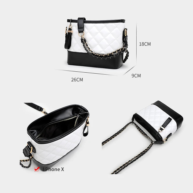 Diamond Chain Shoulder Bag Hobo Crossbody Bag Female PU Classic Handbag