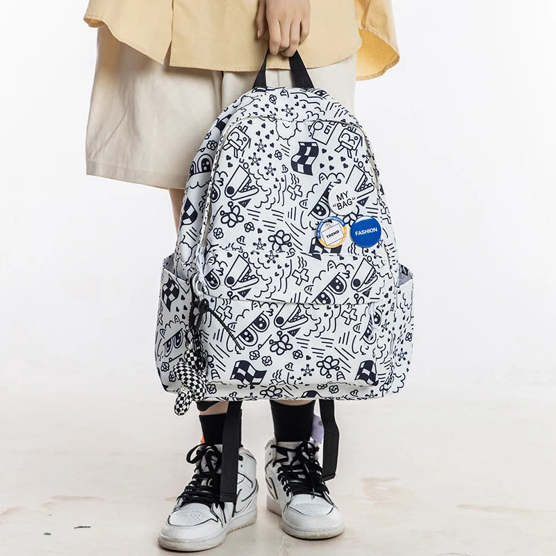 Cartoon Printing Backbag Waterproof Nylon School Bag Teenage Girl Bookbag