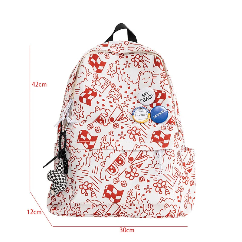 Cartoon Printing Backbag Waterproof Nylon School Bag Teenage Girl Bookbag