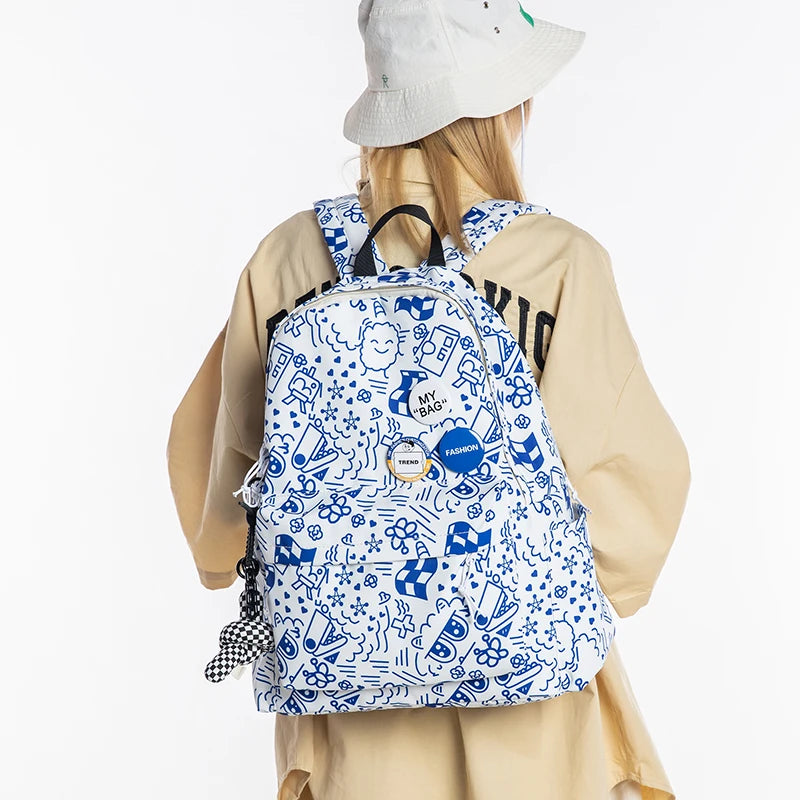 Cartoon Printing Backbag Waterproof Nylon School Bag Teenage Girl Bookbag