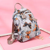 Anti-thief Feather Print Backpack Female Oxford Cloth Waterproof Travel