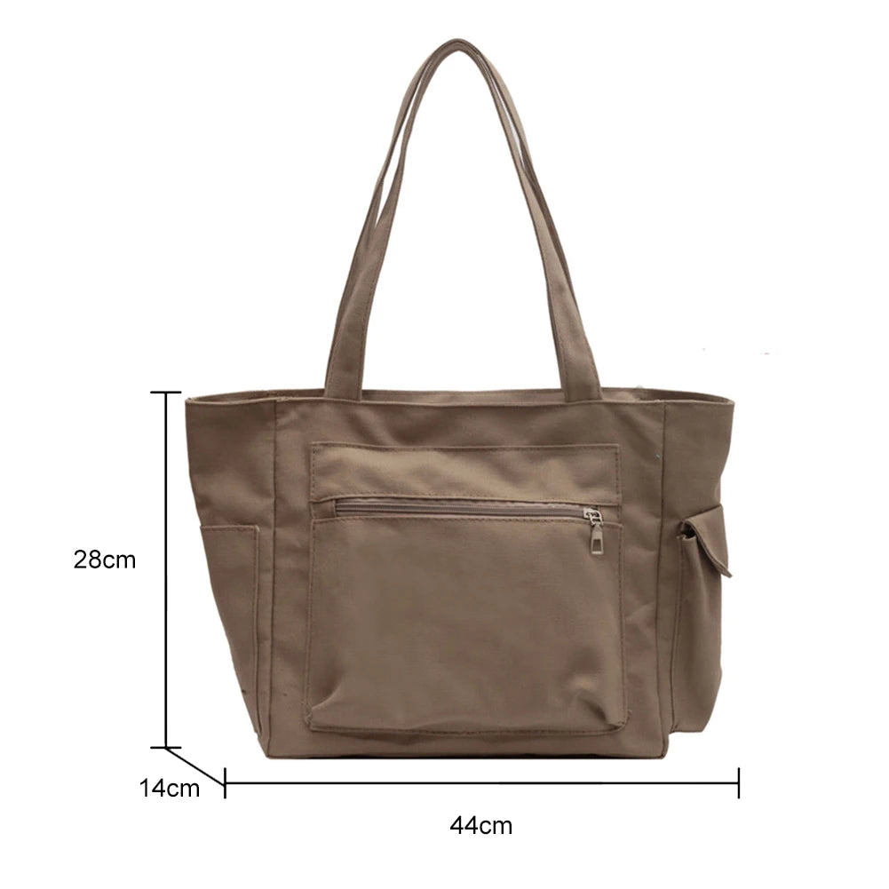 Autumn Canvas Handbags Multi-pocket Shoulder Bags Women Casual Satchel Hobo