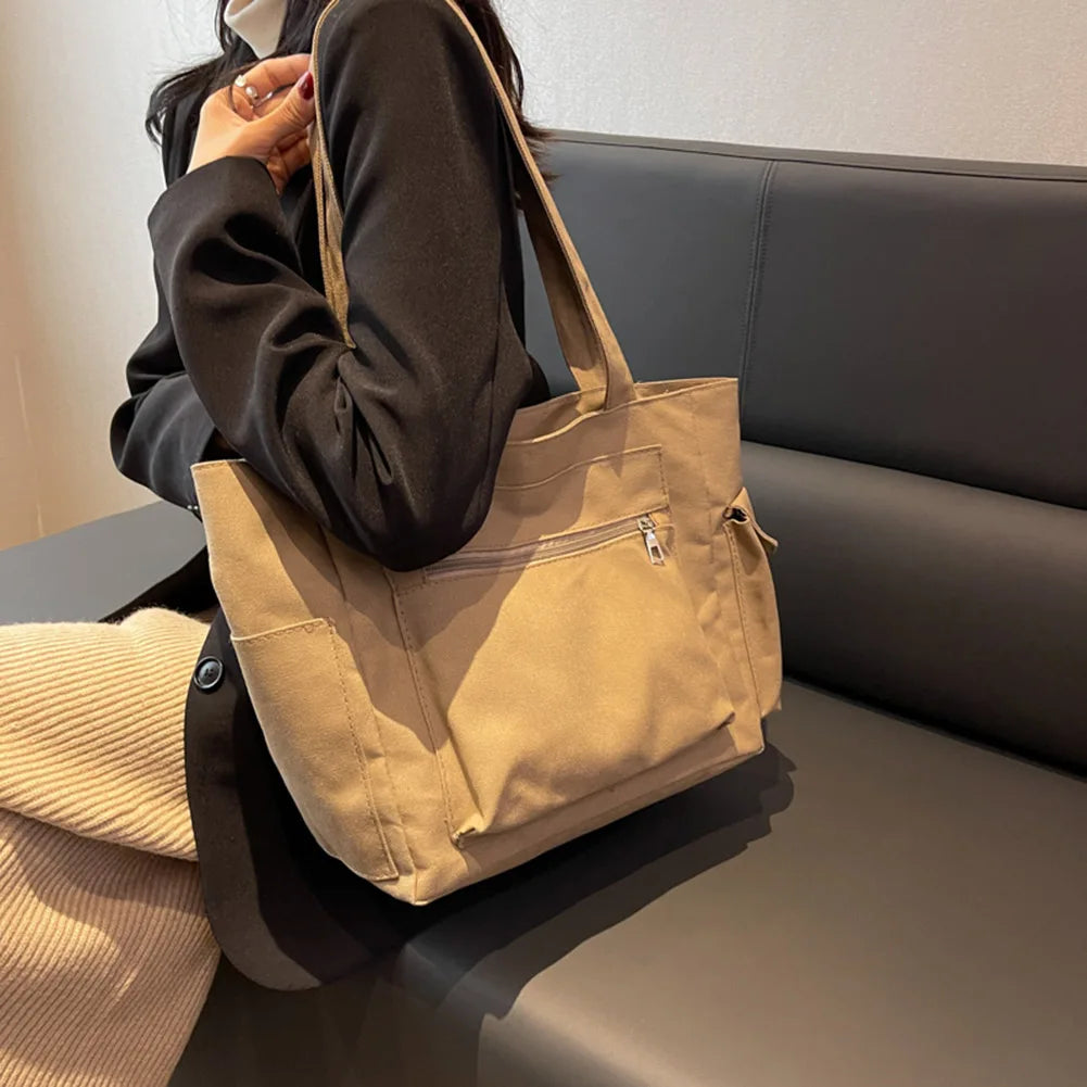 Autumn Canvas Handbags Multi-pocket Shoulder Bags Women Casual Satchel Hobo