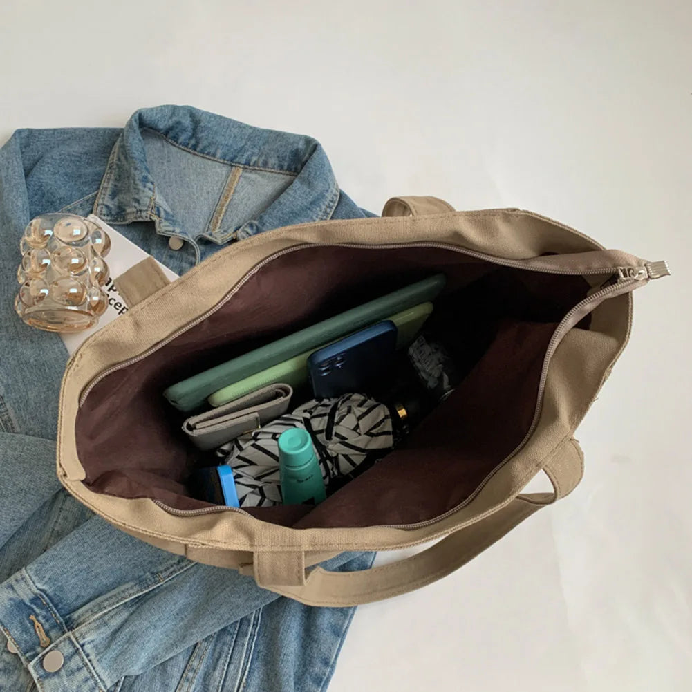 Autumn Canvas Handbags Multi-pocket Shoulder Bags Women Casual Satchel Hobo