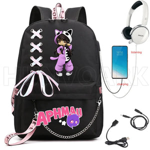 Aphmau Backpack USB Charging Laptop Backpack High School Bag