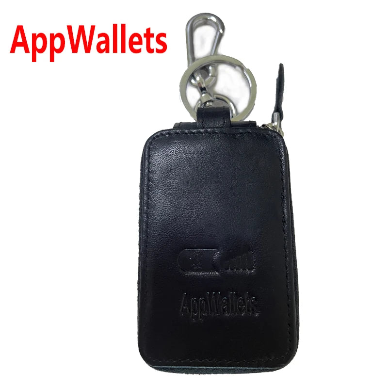 Leather Car Key Chain Keychain Holder Metal Hook Zipper Bag