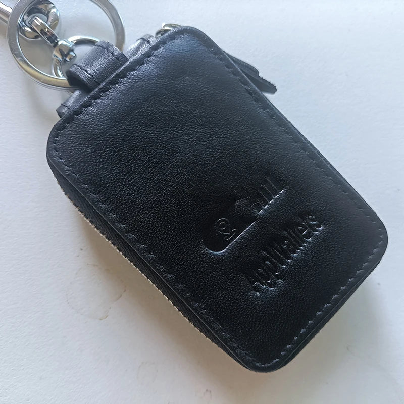 Leather Car Key Chain Keychain Holder Metal Hook Zipper Bag