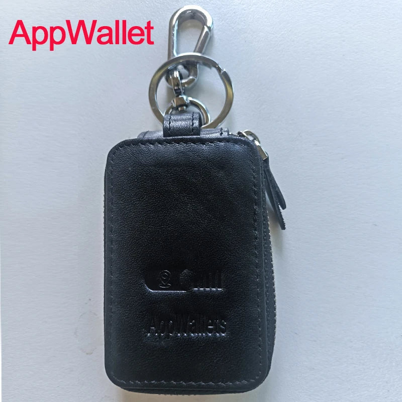 Leather Car Key Chain Keychain Holder Metal Hook Zipper Bag