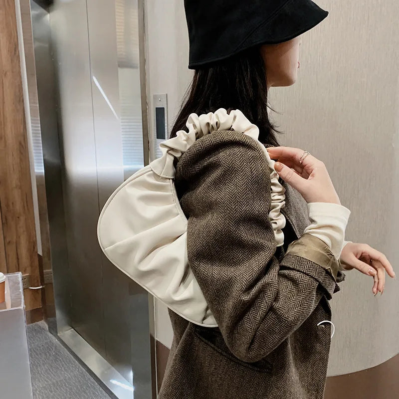 Armpit Shoulder Bags Leather Soft Handbags for Women High Ladies Clutch Bags