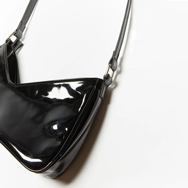 Patent Leather Shoulder Bag Glossy Short Strap Underarm Purses