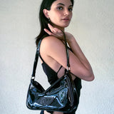 Patent Leather Shoulder Bag Glossy Short Strap Underarm Purses