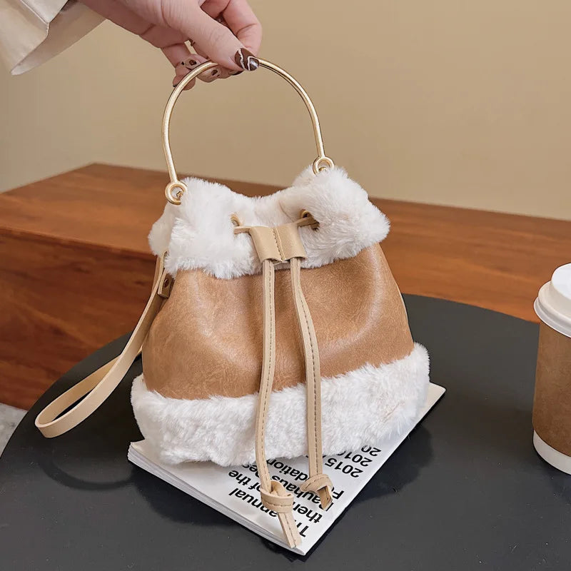 Plush Bucket Crossbody Bags Mini Handbags Purse