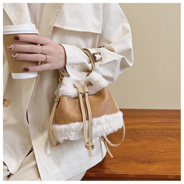 Plush Bucket Crossbody Bags Mini Handbags Purse